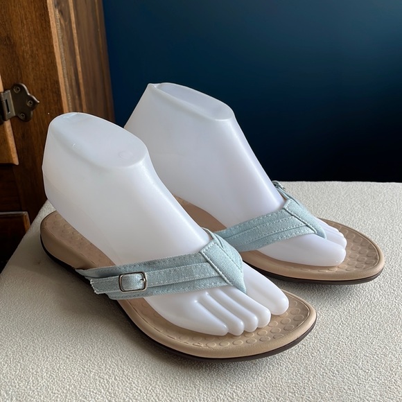 no brand Shoes - New No brand, bought as vionic; they aren’t, baby blue canvas thong sandals 8.